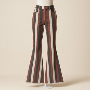 Wisteria Lane 26 Bell Bottom Jeans Vintage Style Striped Boho Y2K Hippie 70's